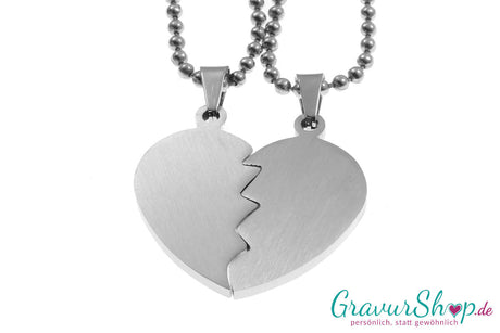 Doppelherz Edelstahlanhänger silber 30 x 29 mm mit Gravur