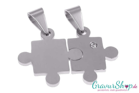 Puzzle Edelstahlanhänger mit Zirkonia inkl. Gravur