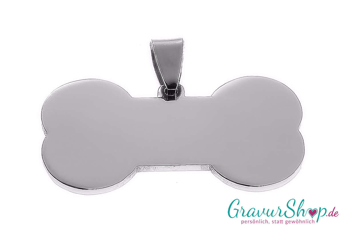 Knochen Edelstahlanhänger 40 x 22 mm mit Gravur
