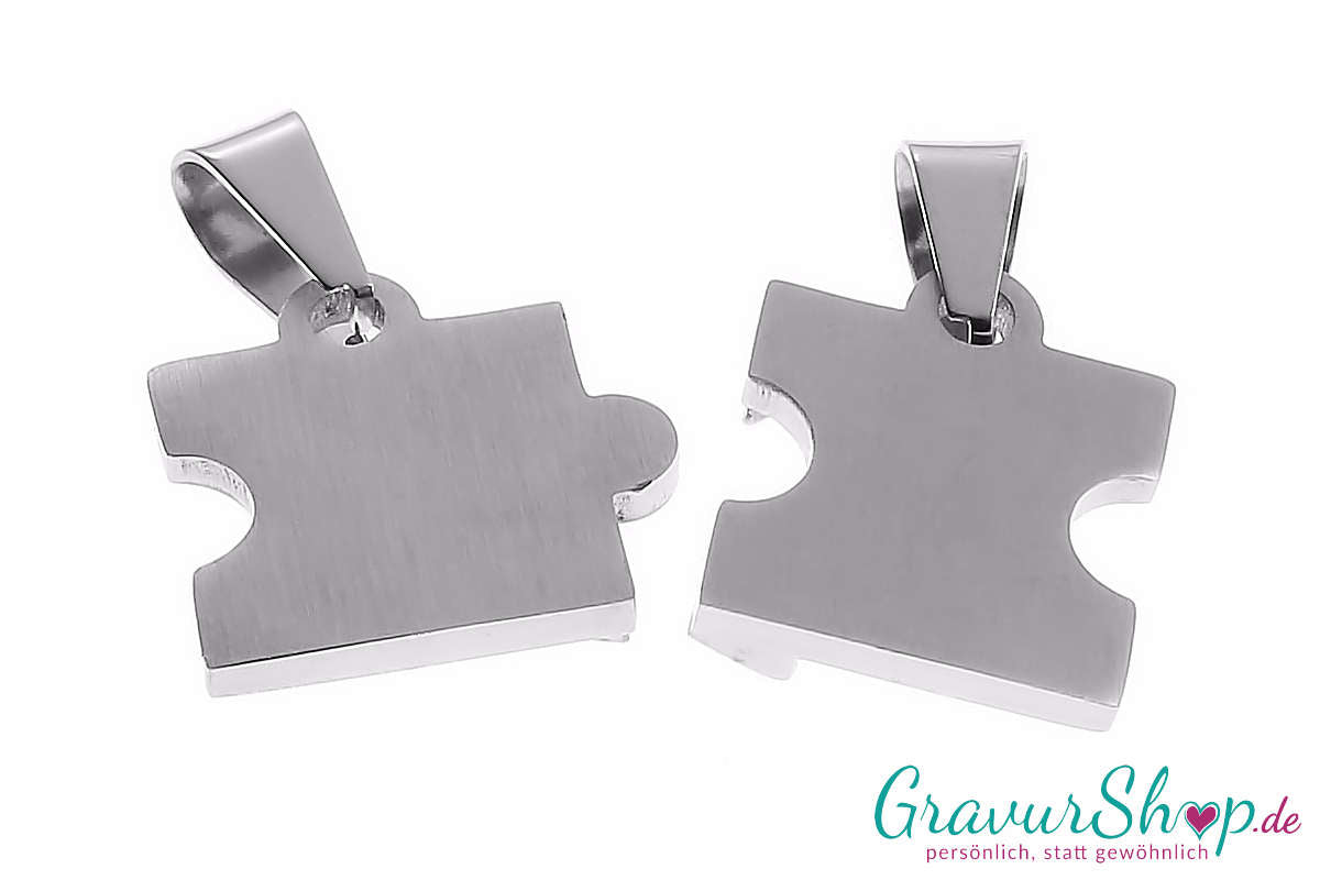 Edelstahl Partneranhänger Puzzle mit Herz inkl. Gravur