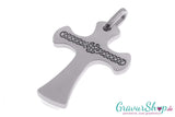 Kreuz Edelstahlanhänger Tribal mit Gravur