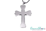 Kreuz Edelstahlanhänger schwarz 75 x 53 mm mit Gravur Rückseite