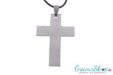 Kreuz Edelstahlanhänger Rückseite 61 x 41 mm mit Gravur