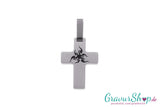Edelstahlanhänger Kreuz Tribal 24 x 18 mm mit Gravur
