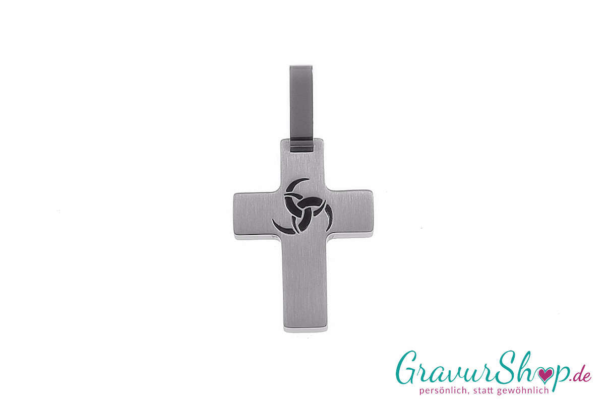 Kreuz Edelstahlanhänger 24 x 18 mm mit Gravur