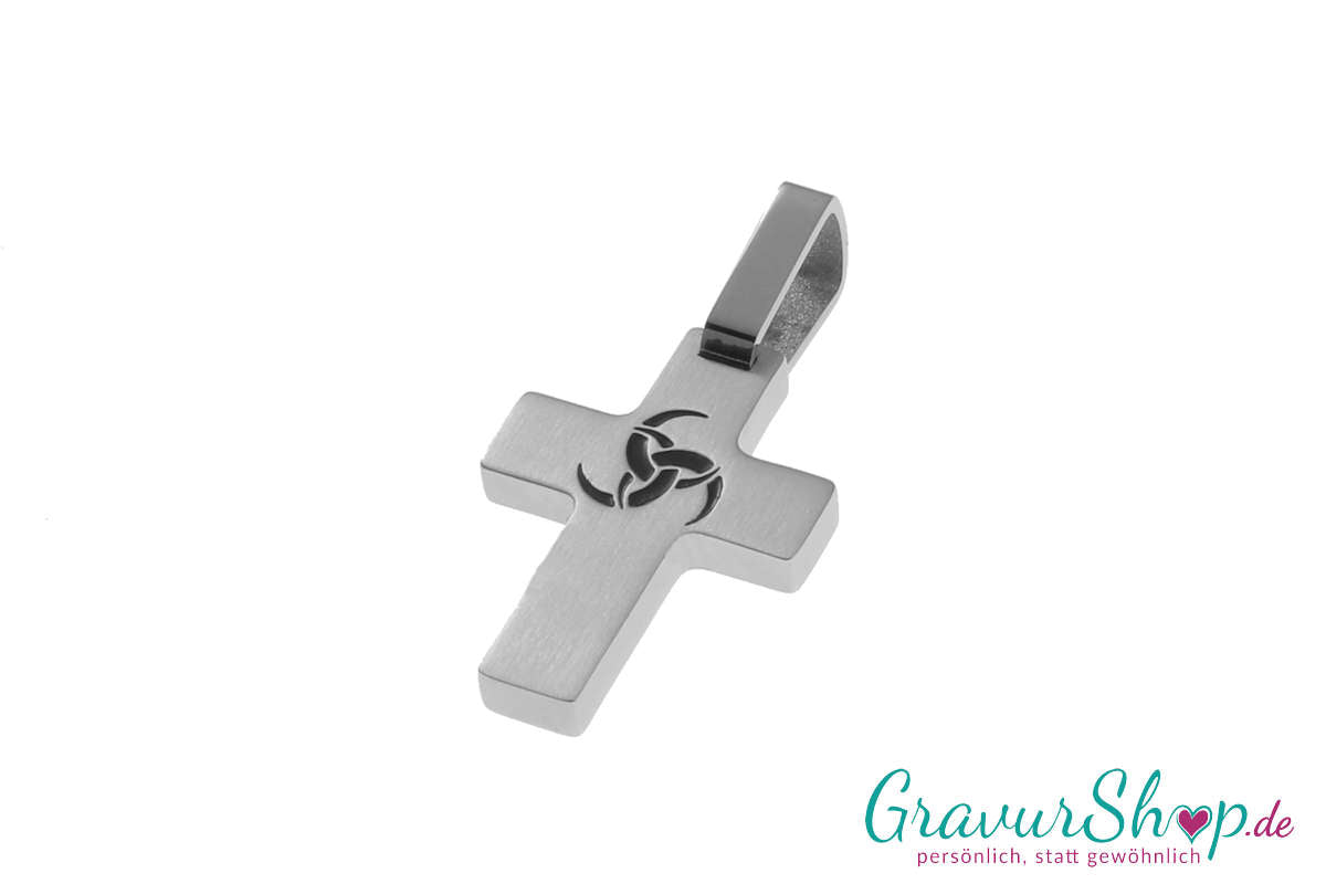 Kreuz Edelstahlanhänger 24 x 18 mm mit Gravur