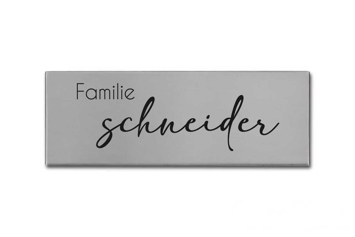 Edelstahlschild mit Gravur Familie Style A mit Lasergravur