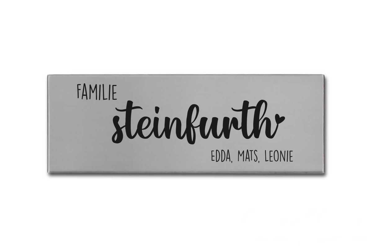 Edelstahlschild mit Gravur Familie Style B mit Vornamen