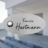 Klingelplatte Edelstahl - Oval Typ 1 | Personalisiertes Türschild mit Klingel | selbst gestalten