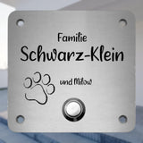 Klingelplatte Edelstahl - Quadrat | Personalisiertes Türschild mit Klingel | selbst gestalten