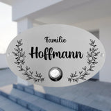 Klingelplatte Edelstahl - Oval Typ 2 | Personalisiertes Türschild mit Klingel | selbst gestalten