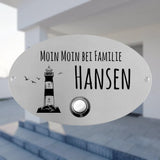 Klingelplatte Edelstahl - Oval Typ 2 | Personalisiertes Türschild mit Klingel | selbst gestalten