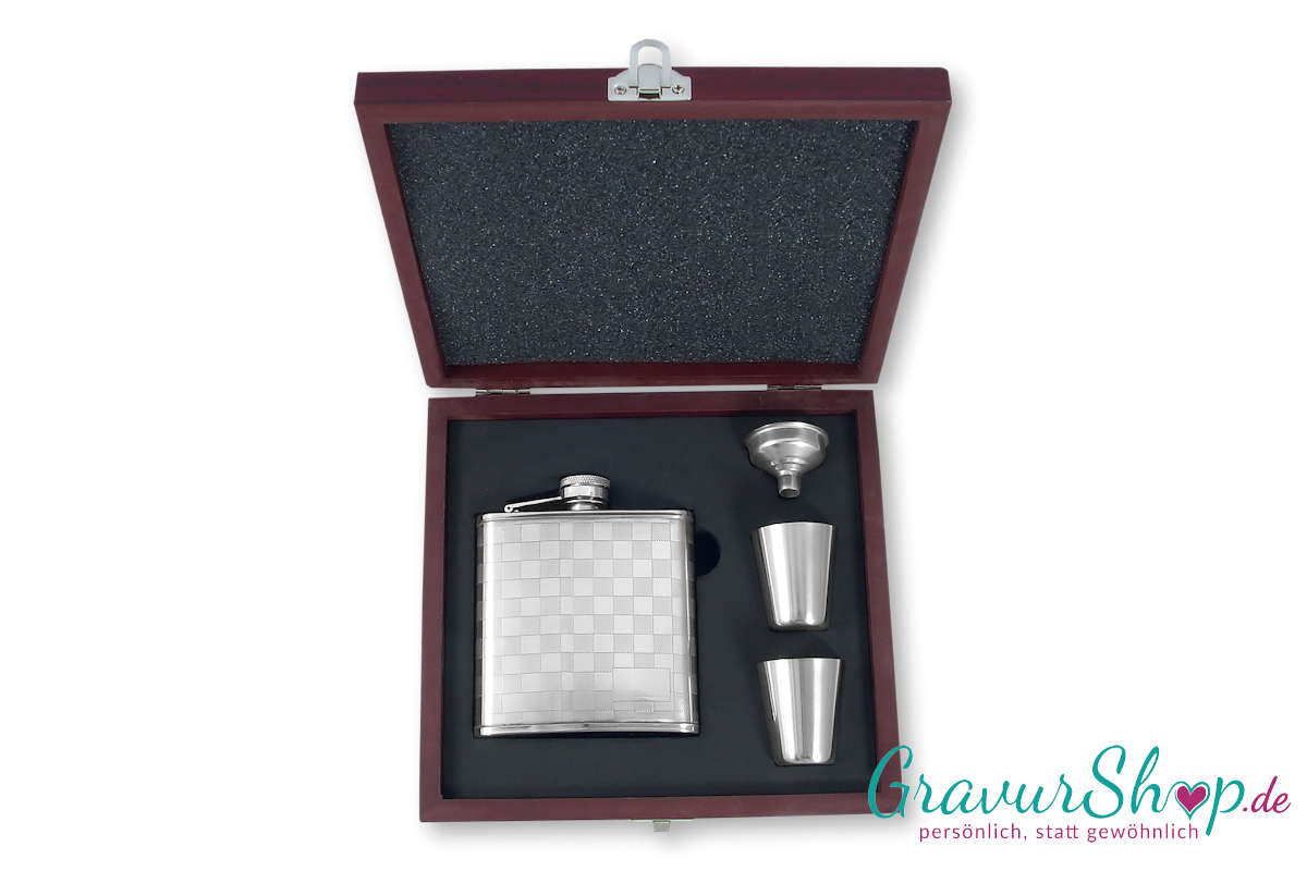 Flachmann mit Gravur 45 in Geschenkbox