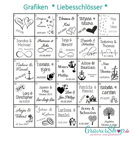 Grafiken und Styles für Liebesschlösser