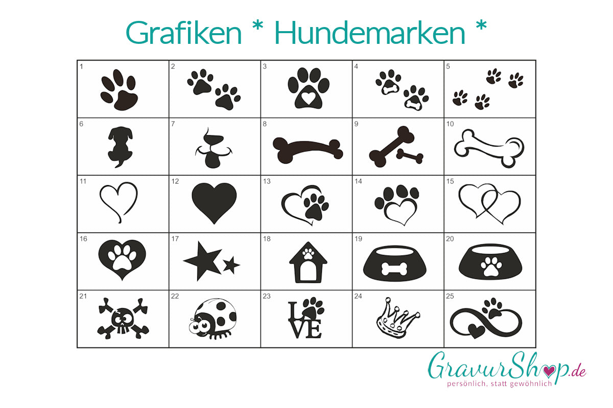 Grafiken und Motive für Hundemarken vom GravurShop