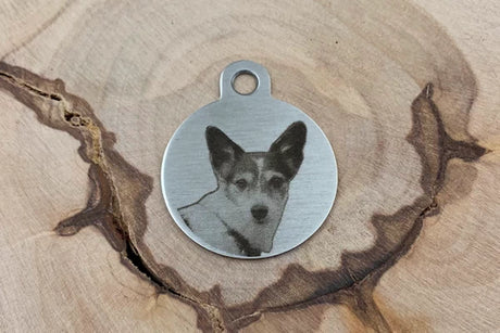 Hundemarke mit Fotogravur Edelstahl Rund - Vorderseite Lilu