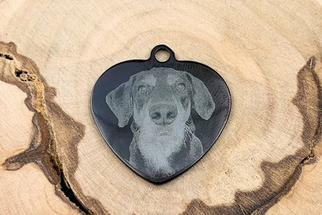 Hundemarke mit Foto und Gravur als Herz schwarz - Muster Lemmy