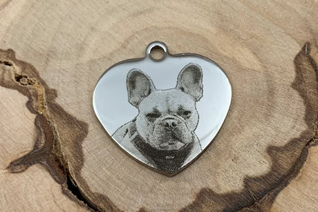 Hundemarke mit Foto und Gravur als Herz silber - Muster Betty