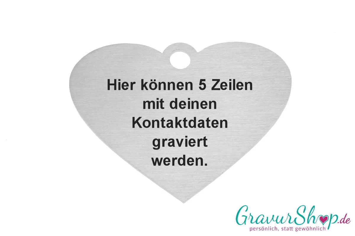 Hundemarke mit Gravur Edelstahl Herz Nr. 04 XXL - Muster Rückseite