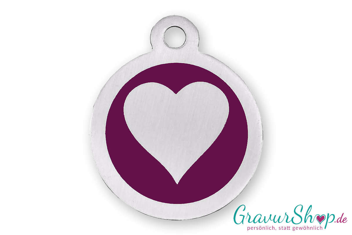 Hundemarke 22 M mit Gravur Lila