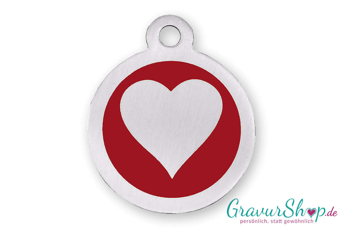 Hundemarke 22 M mit Gravur Rot