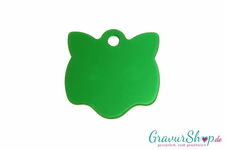 Katzenmarke mit Gravur 02 Katzenkopf grün - Rückseite