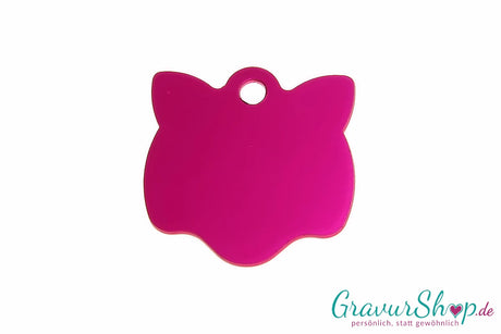Katzenmarke mit Gravur 02 Katzenkopf pink - Rückseite