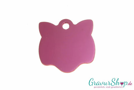 Katzenmarke mit Gravur 02 Katzenkopf rosa - Rückseite