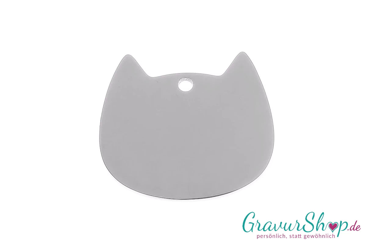 Katzenmarke 03 mit Gravur - silber