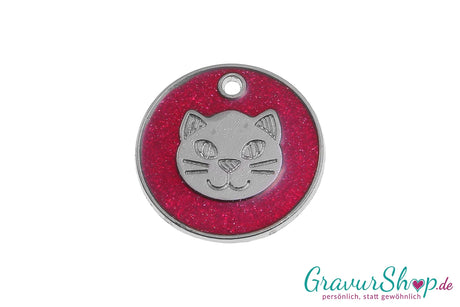 Katzenmarke mit Gravur Nr. 10 - Rot