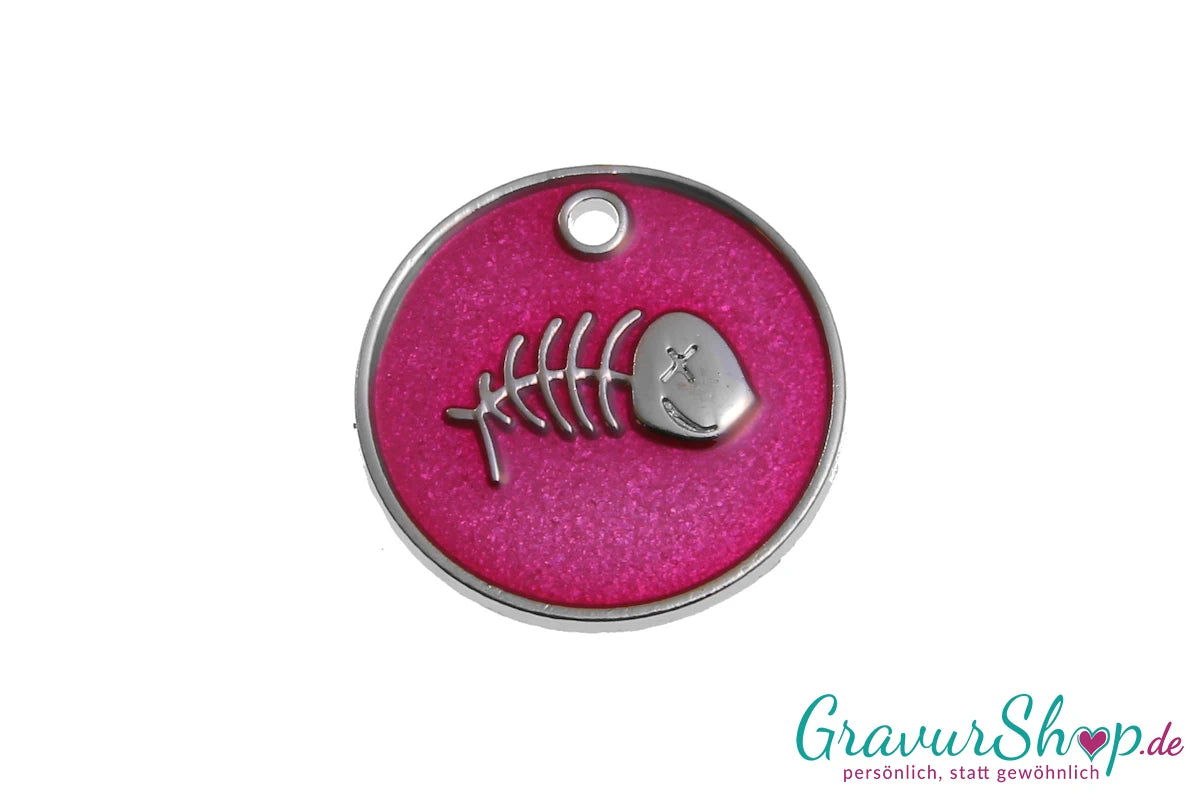 Katzenmarke Nr. 11 Fischgräte mit Gravur - pink