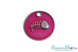 Katzenmarke Nr. 11 Fischgräte mit Gravur - pink