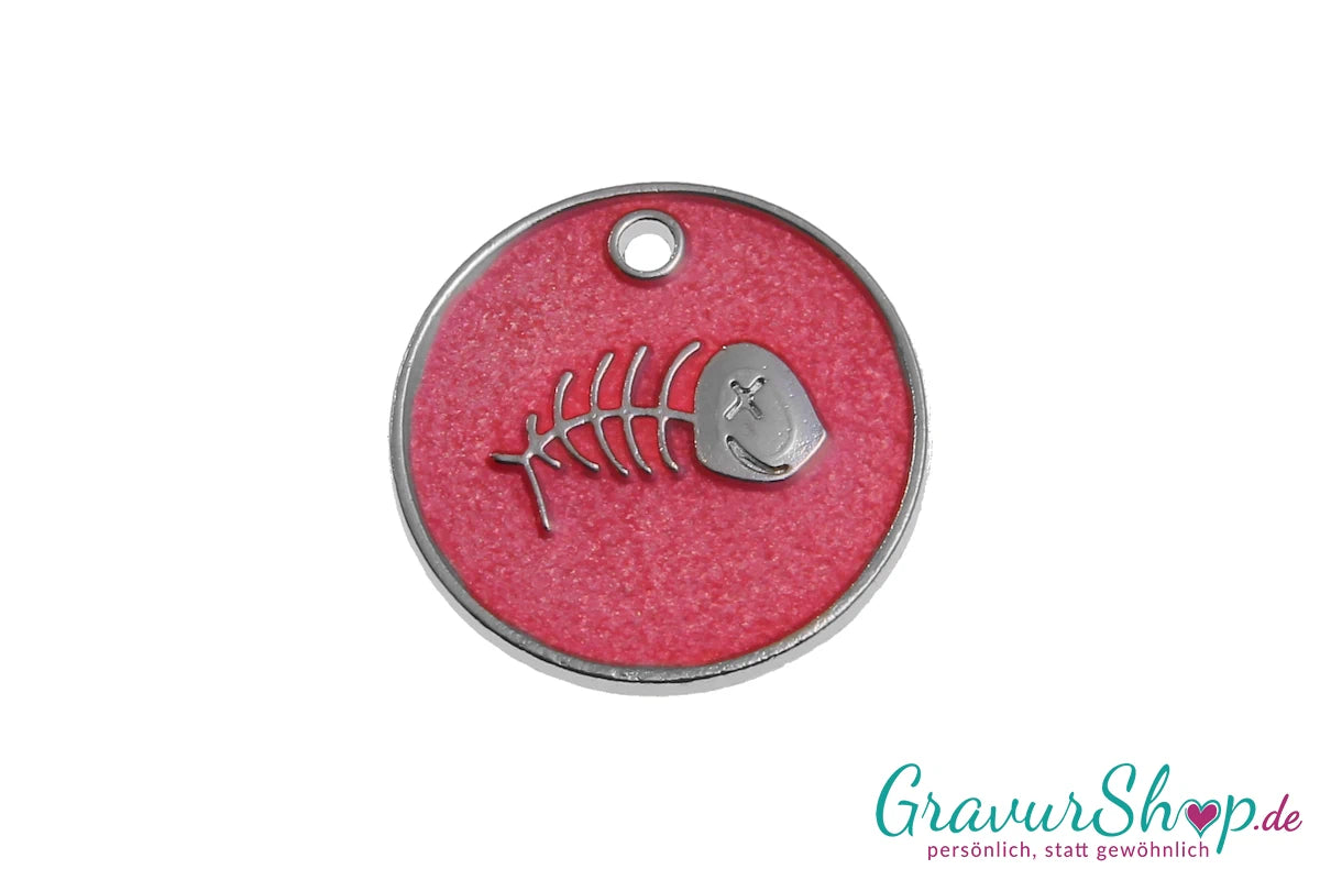 Katzenmarke Nr. 11 Fischgräte mit Gravur - rosa
