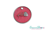 Katzenmarke Nr. 11 Fischgräte mit Gravur - rosa