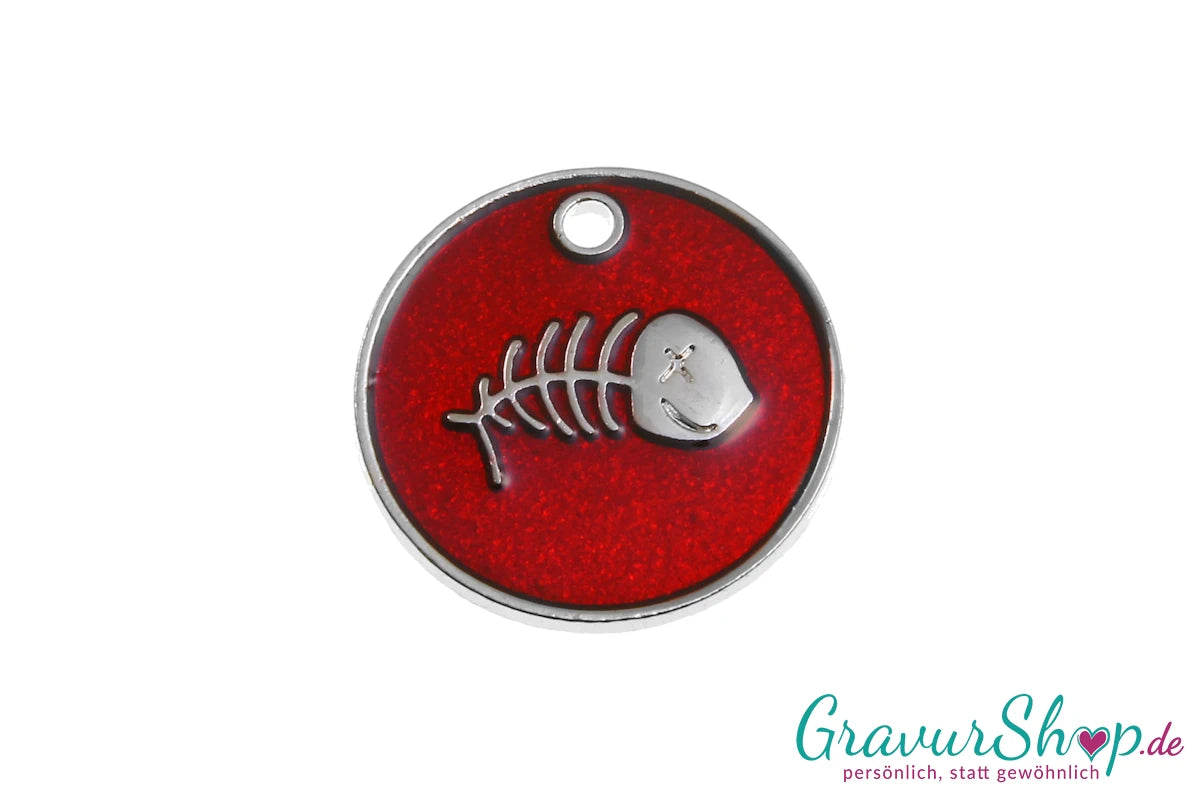 Katzenmarke Nr. 11 Fischgräte mit Gravur - rot