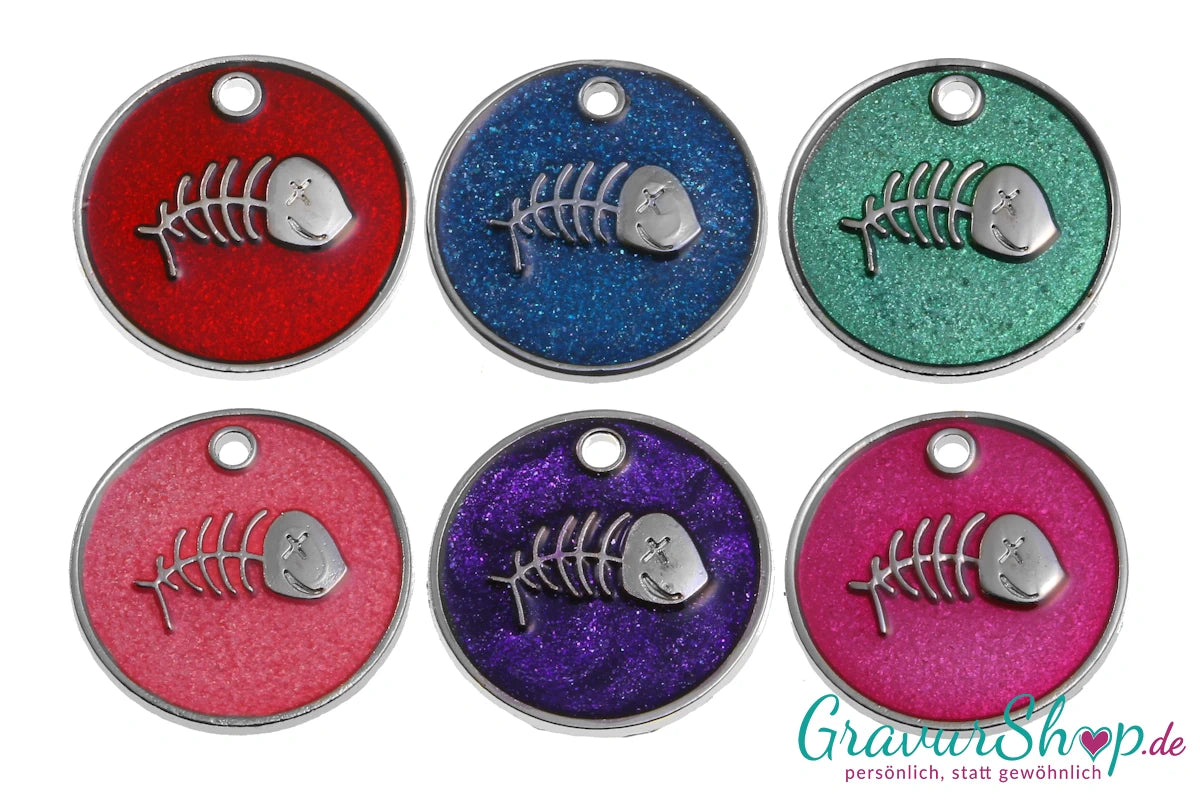 Katzenmarke Nr. 11 Fischgräte mit Gravur - Alle Farben
