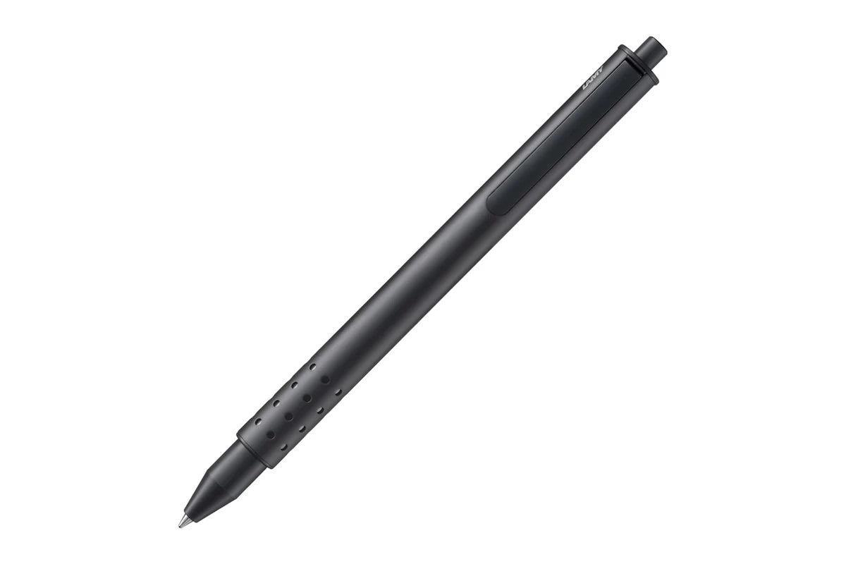 Lamy Swift Set Tintenroller schwarz mit Gravur im Geschenkset mit Lederetui - Frontal