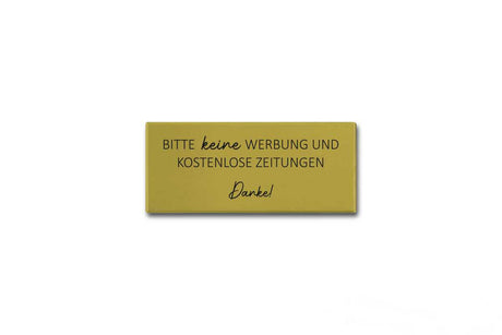 Bitte keine Werbung Schild aus Messing selbstklebend