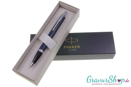Parker Kugelschreiber Matte Blue mit Gravur im Etui