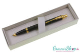 Parker IM Kugelschreiber schwarz mit goldenen Verzierungen inklusive Gravur im Etui