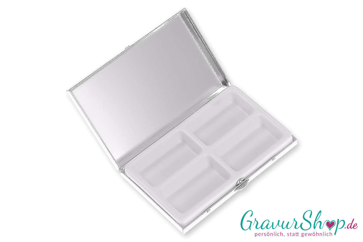 Pillendose 16 mit Gravur 4 Fächer