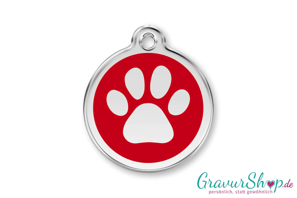 Hundemarke 13 M mit Gravur Rot