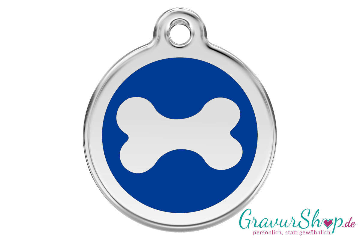 Hundemarke 14 L mit Gravur Blau