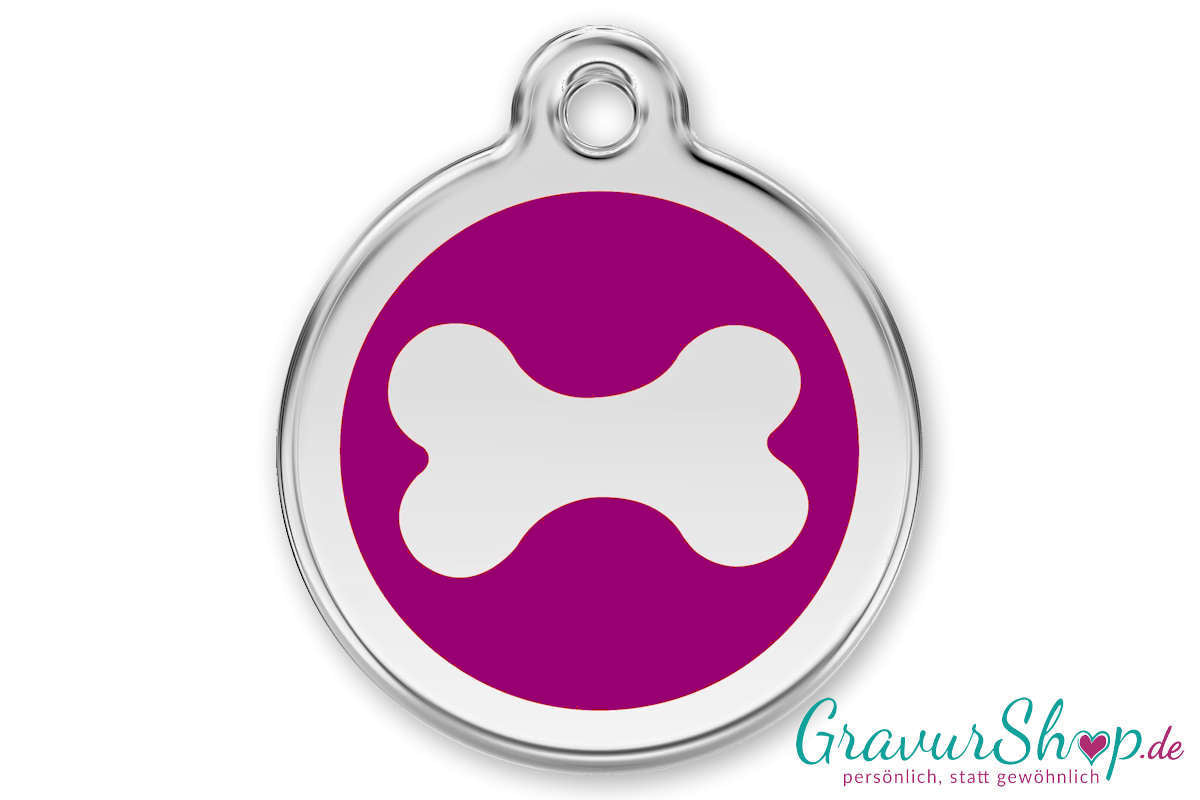 Hundemarke 14 L mit Gravur Magenta