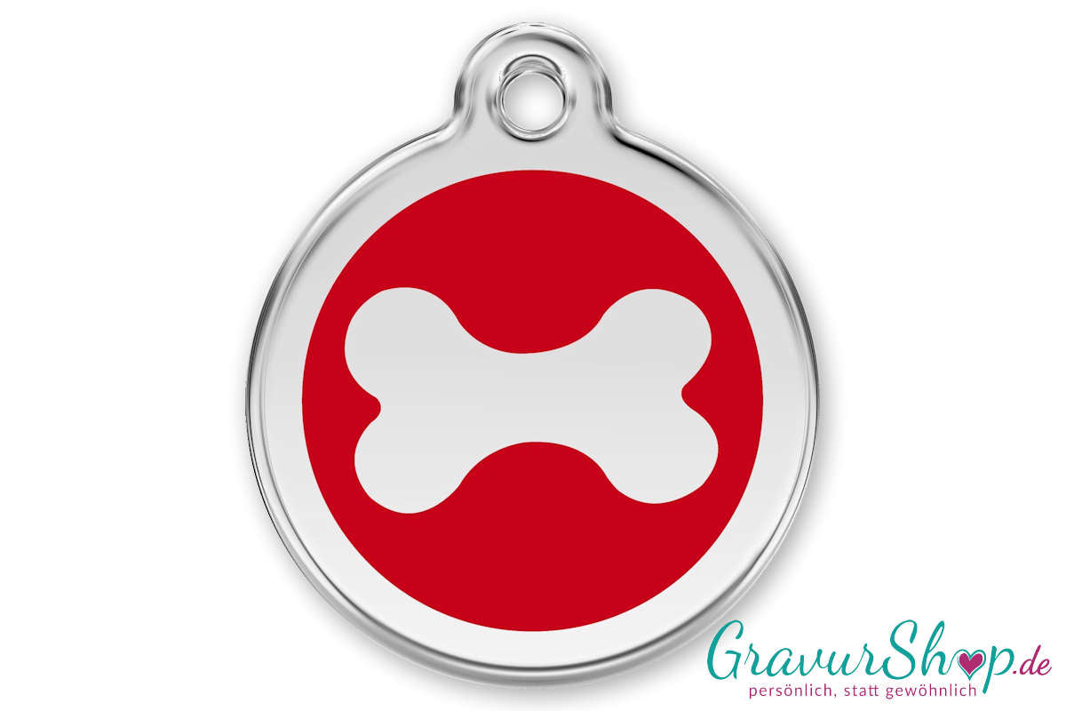 Hundemarke 14 L mit Gravur Rot