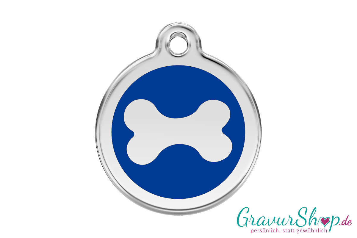Hundemarke 14 M mit Gravur Blau