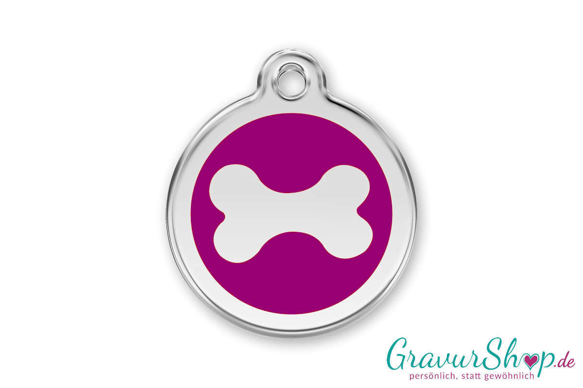 Hundemarke 14 M mit Gravur Magenta