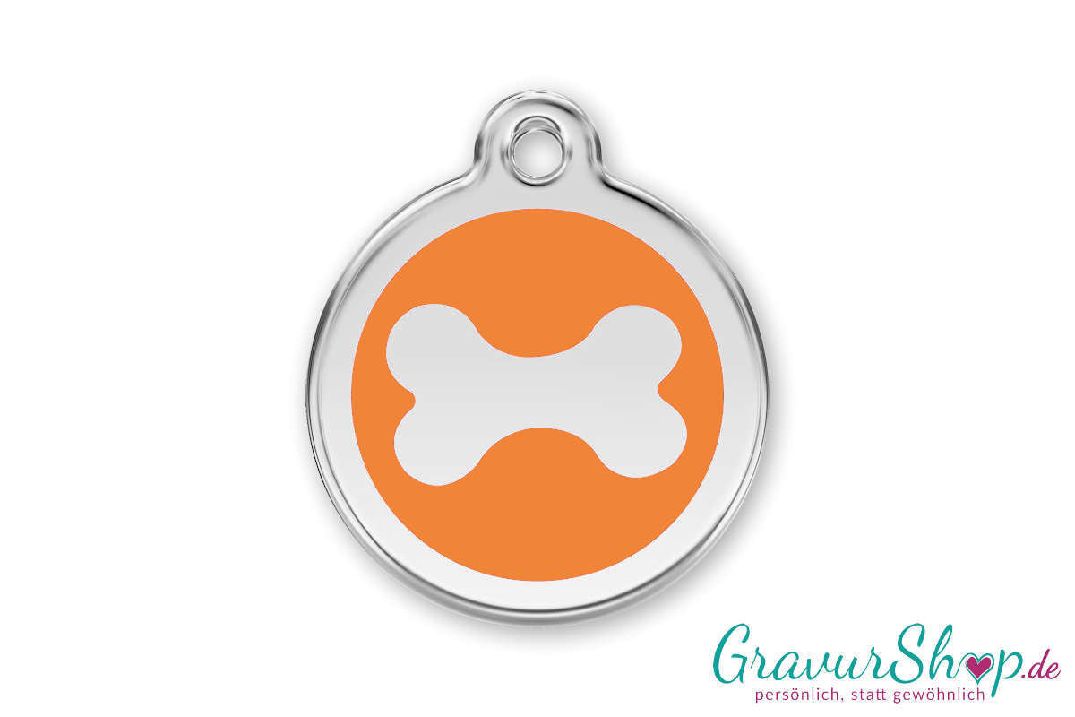 Hundemarke 14 M mit Gravur Orange