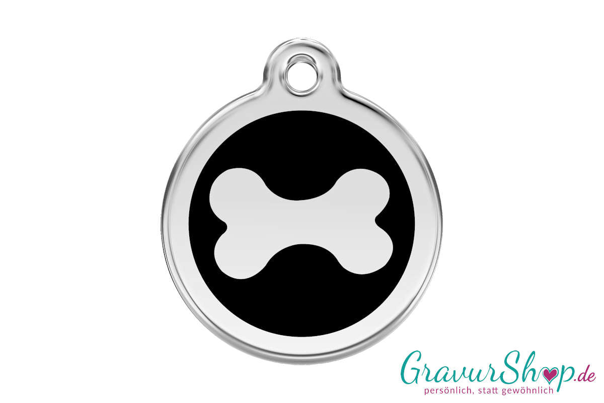 Hundemarke 14 M mit Gravur Schwarz