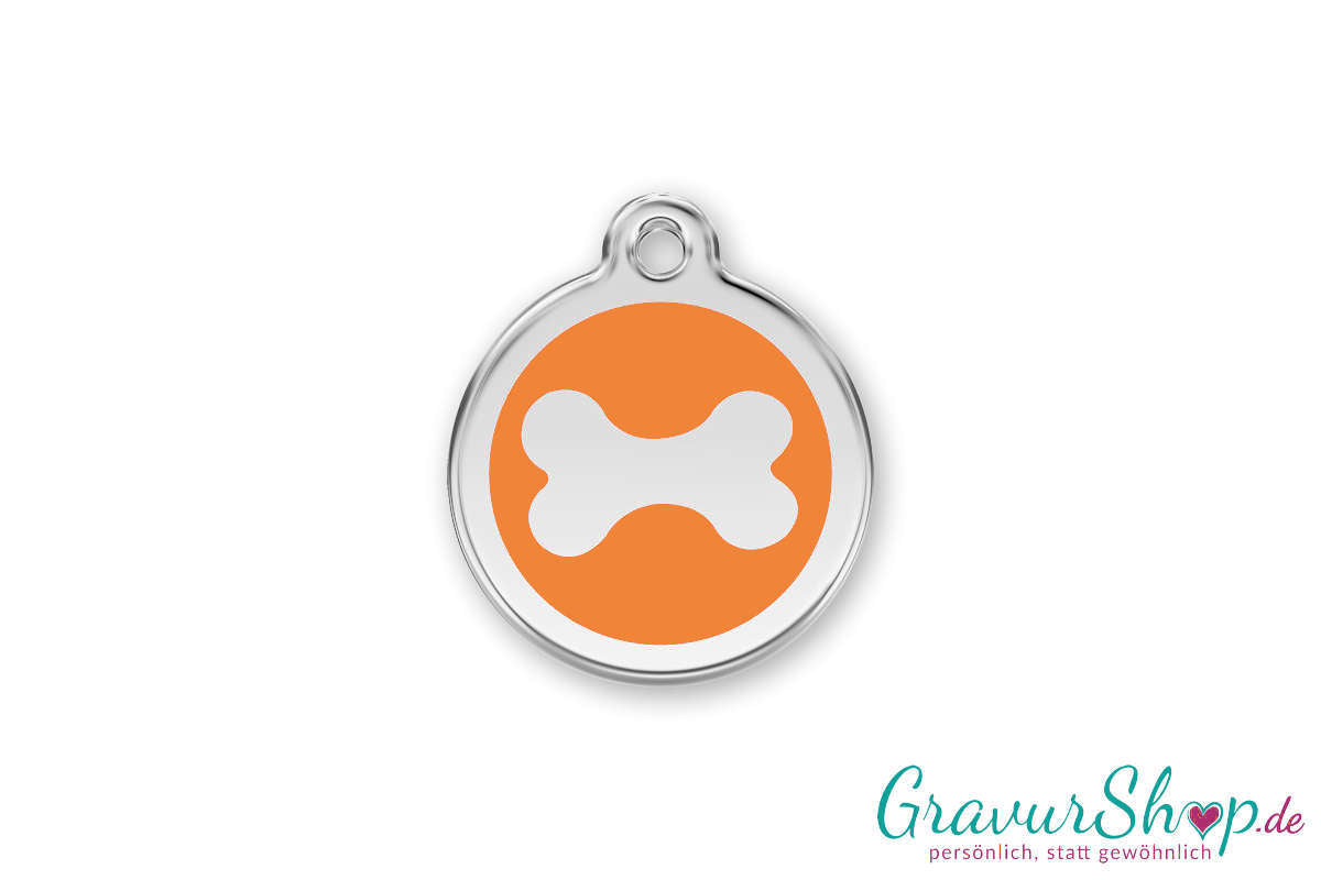 Hundemarke 14 S mit Gravur Orange